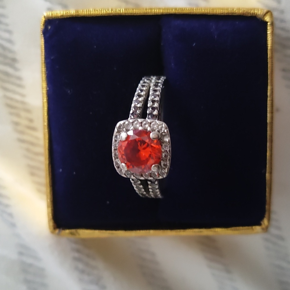 Mexican 925 Silver & Sunfire Quartz Ring Size 7